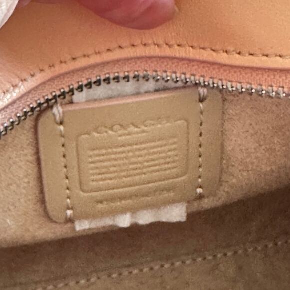 COACH Andrea Mini Carryall Signature Jacquard Peach Tan Refined Calf Leather NWT - Picture 8 of 15